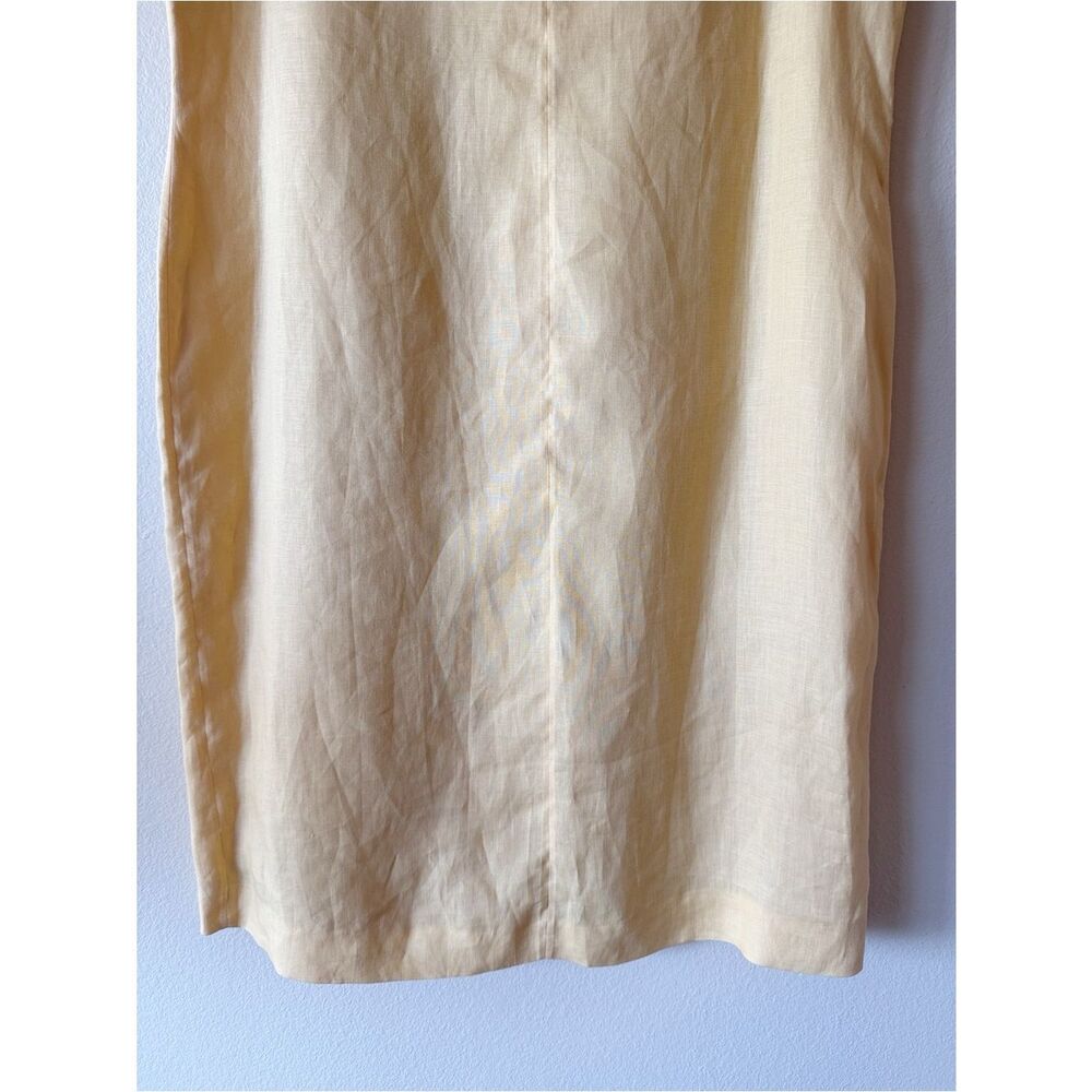 Talbots Yellow Irish Linen Shift Dress Sleeveless Button Front Midi Size 18 NWT - Picture 8 of 9